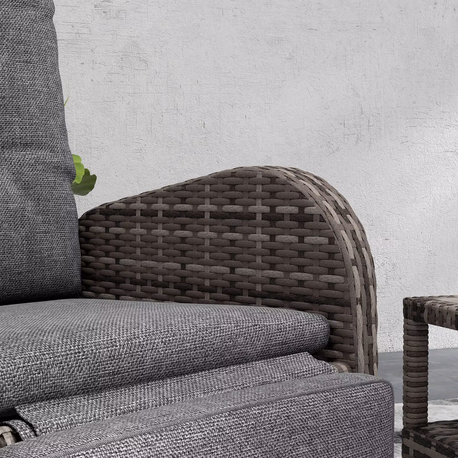 Outsunny 2 Seater Rattan Wicker Chaise Lounge Sofa Set with Cushions in Grey – 7