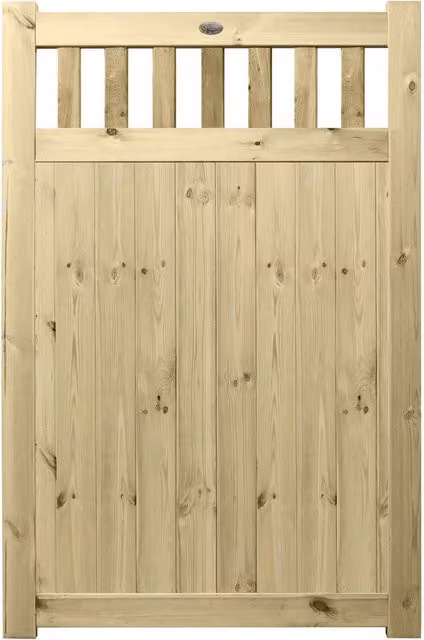 Premier Garden Supplies URBAN Interlocked Tongue Groove Pressure Treated Garden Gate with Picket Pale Top, W: 120 cm, H: 180 cm