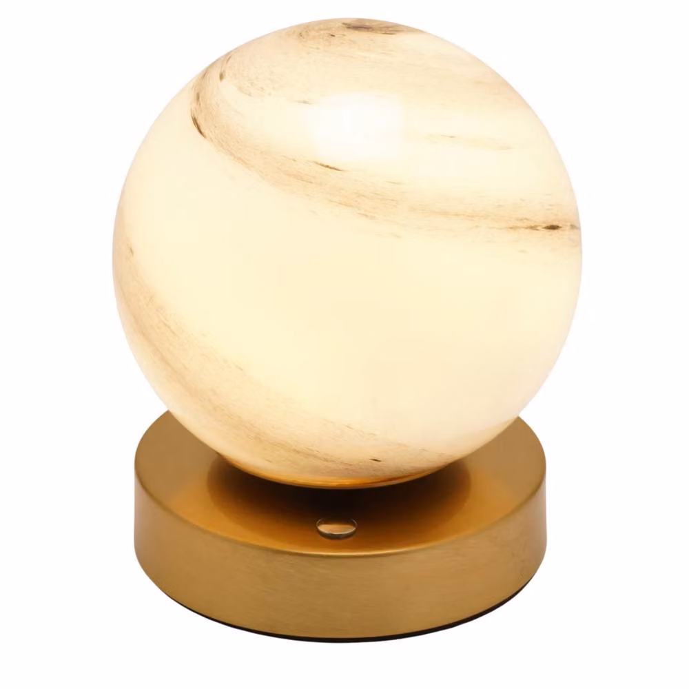 Hestia Marbled Glass Bronze Ball USB LED Touch Table Lamp in Gold and Bronze – 2
