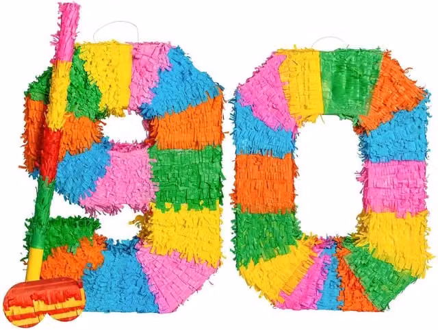 Fax Potato 90th Birthday Anniversary Pinata Set with Stick and Blindfold in Multicolour