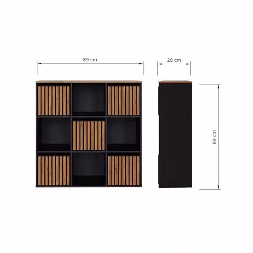 GFW Kube 3x3 Cube Storage Unit in Black and Walnut Effect – 2