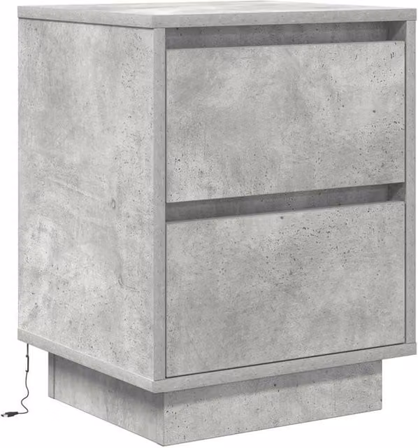 Berkfield Home Durable Bedside Cabinet with Integrated LED Lights, Concrete Grey, W: 38 cm, D: 34 cm, H: 50 cm