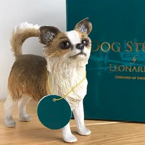 Leonardo Animal Crackers Long Hair Chihuahua Dog Figurine in White, Green and Multicolour – 3