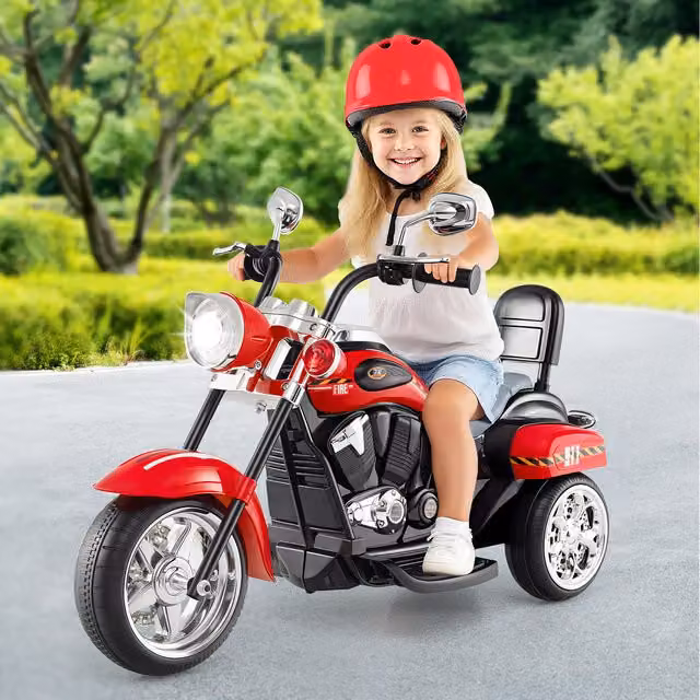 Costway Red Kids Electric Ride On Motorcycle with Light and Sound Effects