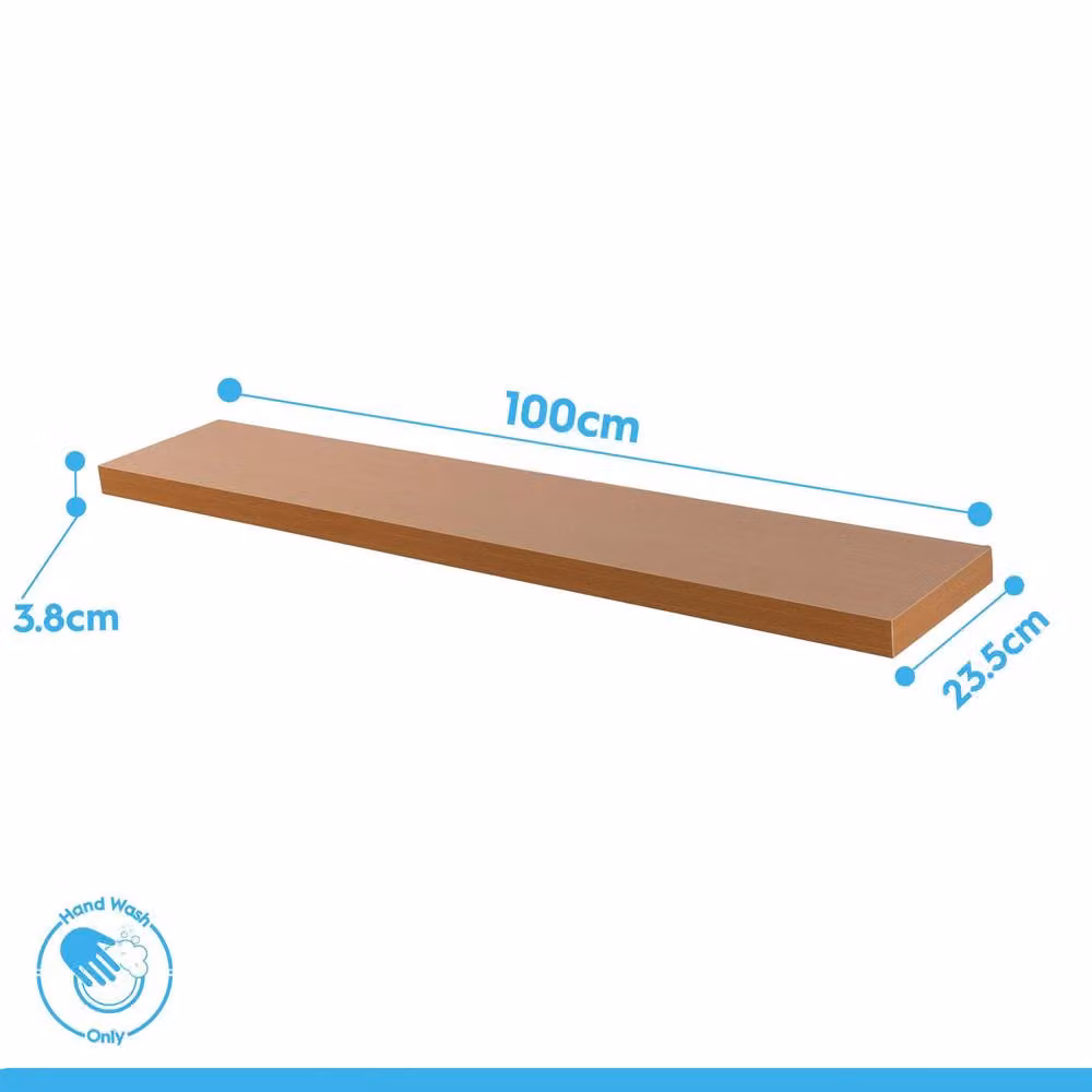 Harbour Housewares Set of 6 Modern Wall Mounted Floating Shelves in Brown, Width: 100 cm – 6