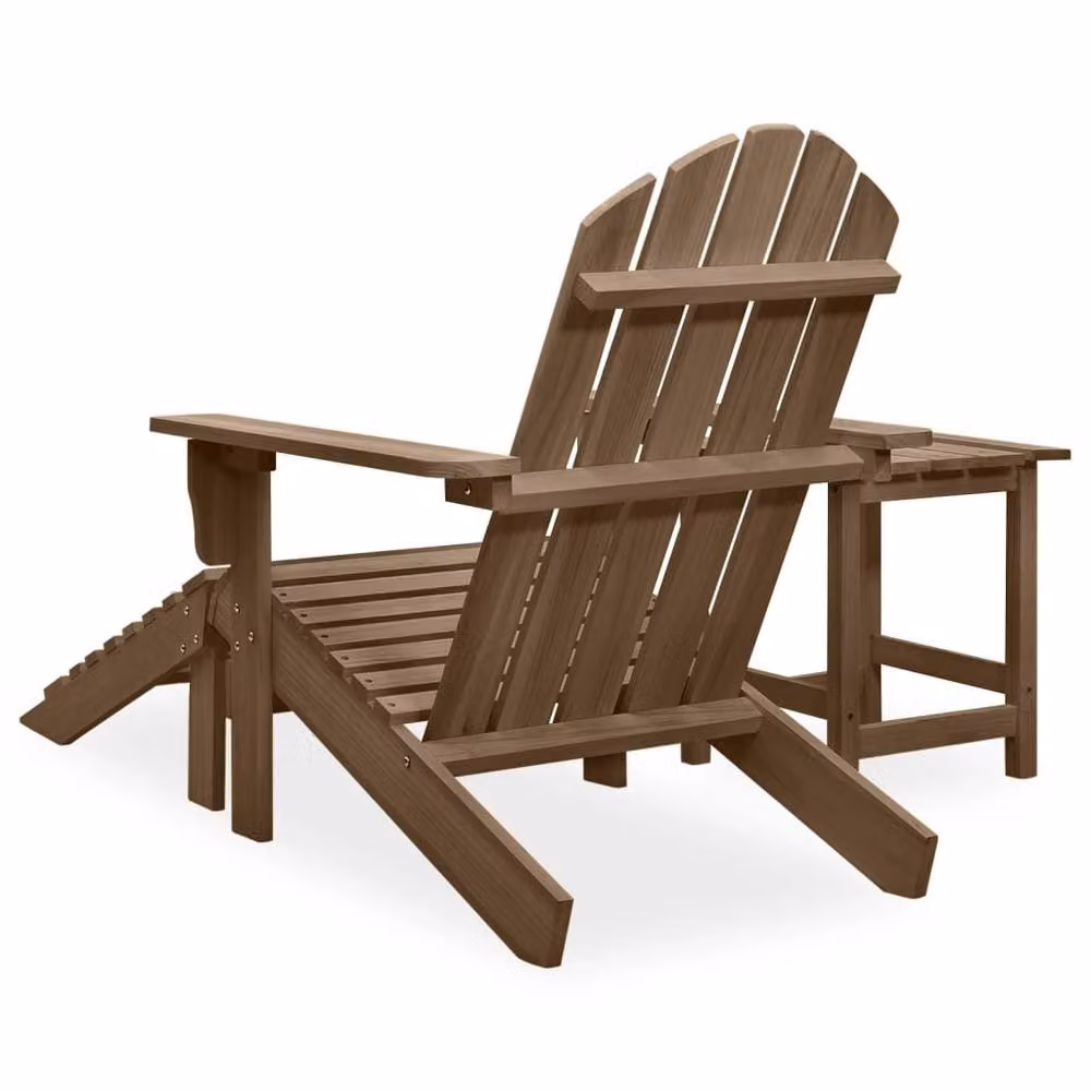 Berkfield Home Elegant Garden Adirondack Chair with Ottoman and Table, Solid Fir Wood, Brown – 3