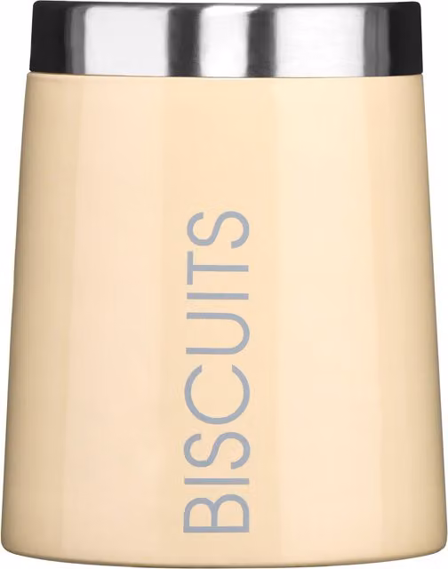 Orsina Airtight Biscuit Canister in White and Beige with Enamel and Stainless Steel Finish