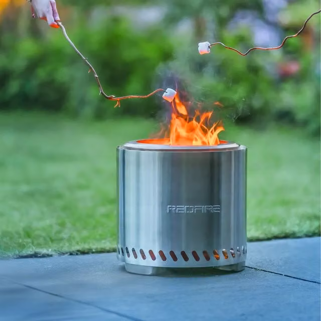 RedFire Volcano Stainless Steel Pellet Fire Bowl, Silver, Diameter: 38 cm