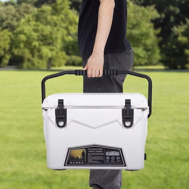 London Boutique Ice Chest Cooler Box 20QT Outdoor Cooler with Handle, White – 1