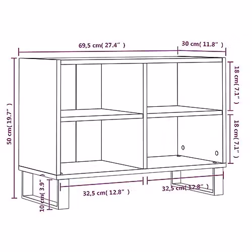 vidaXL Modern White and Grey TV Cabinet with Media Compartments, W/D/H: 103.5 x 30 x 50 cm – 2