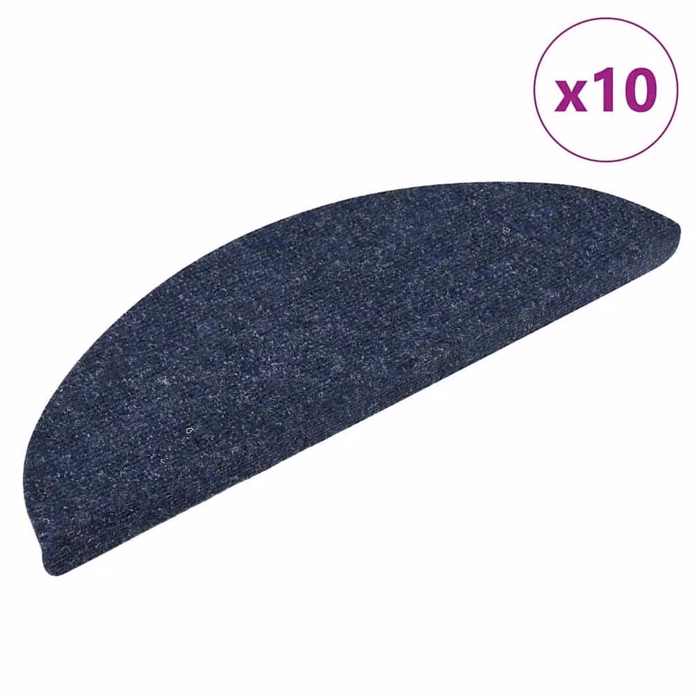 Berkfield Home Self-adhesive Needle Punch Stair Mats, 10 Pieces, Blue, W: 56 cm, D: 17 cm, H: 3 cm – 2