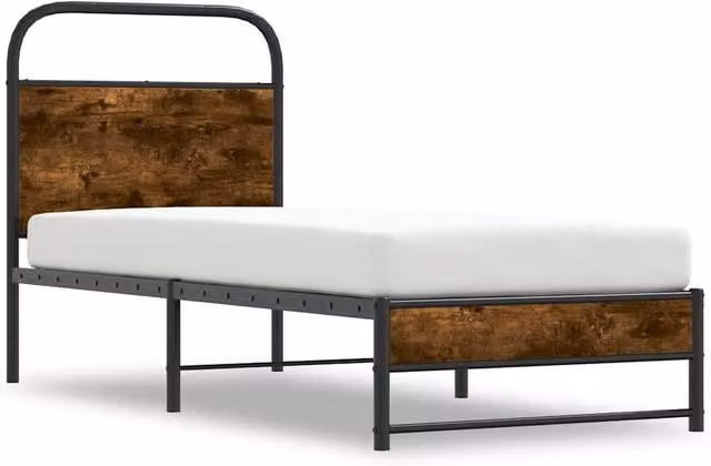 Berkfield Home Elegant Bed Frame in Smoked Oak Brown, W/D/H: 80 x 200 cm – 1