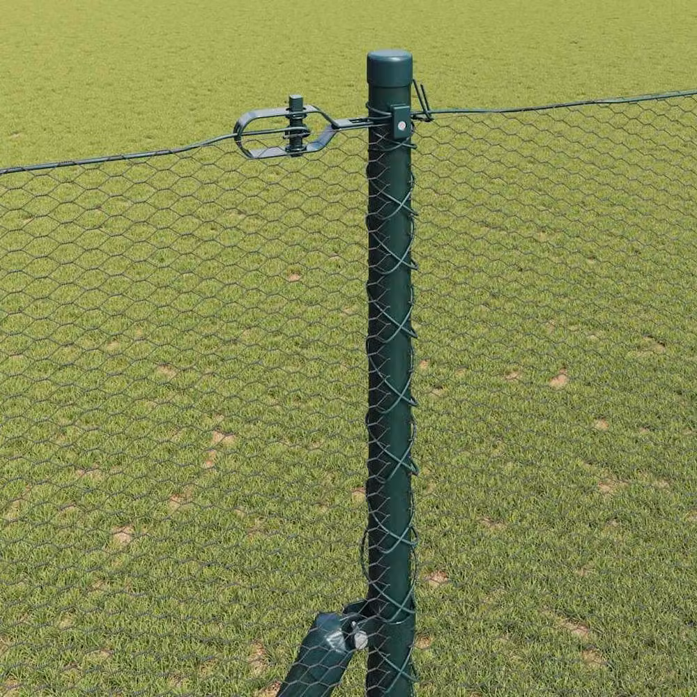 Berkfield Home Set of 2 Green Powder-Coated Metal Fencing, Length: 25 m, Height: 1.5 m – 1