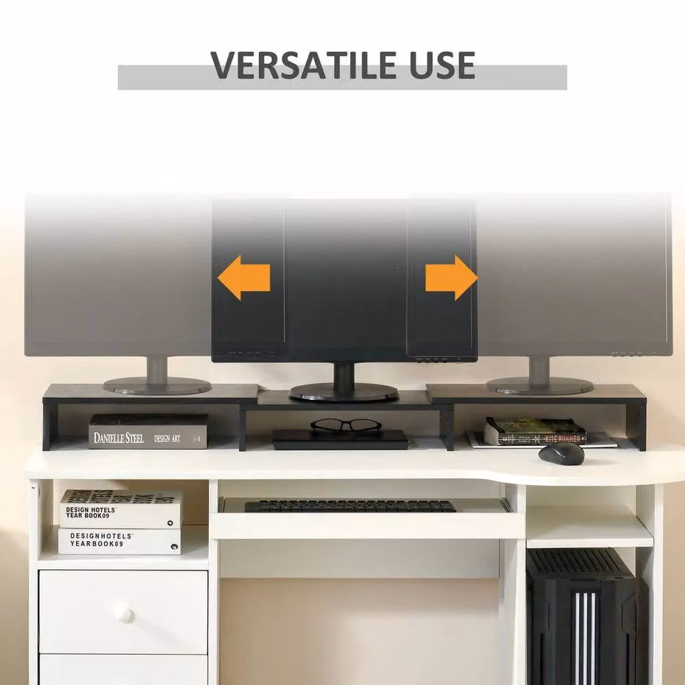 EONLION Dual Monitor Stand Riser in Black MDF with Matt Finish, Width: 100 cm – 5