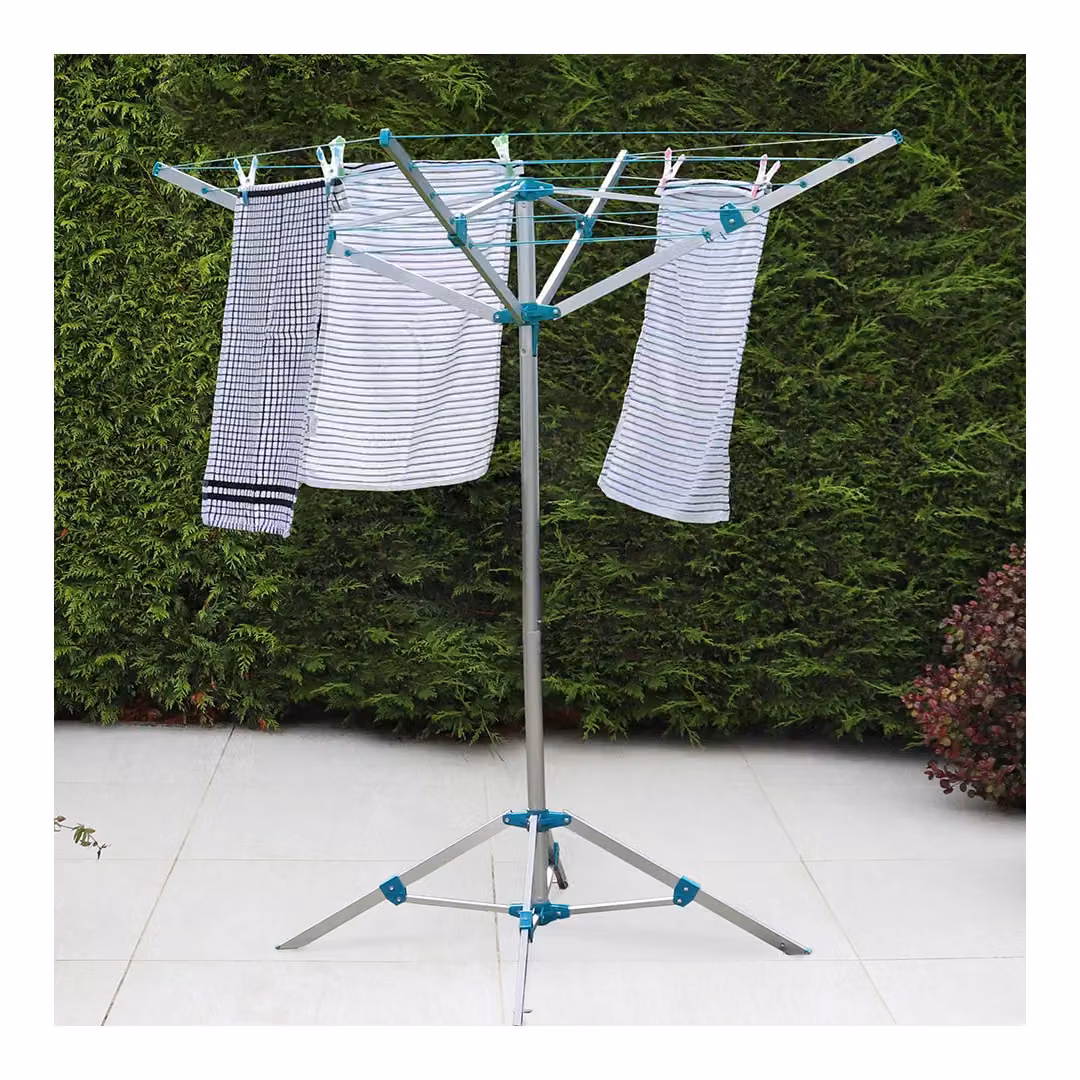 JVL Portable 4 Arm Rotary Airer in Silver – 2