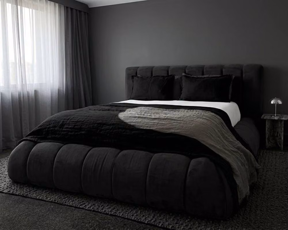Stratus Interiors Cloud Bubble Low Platform Bed with Gas Lift Storage in Black Velvet, Single, W: 90 cm, L: 200 cm – 2