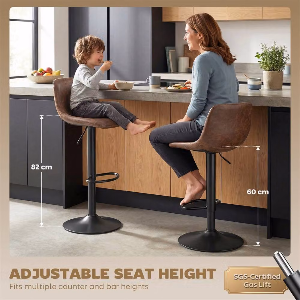 FORGEVIO Set of 2 Modern Swivel Bar Stools with Footrest in Brown – 3