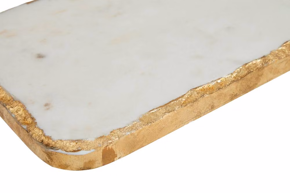 Orsina Empire Rectangular White Marble and Gold Foil Chopping Board with Handle – 2