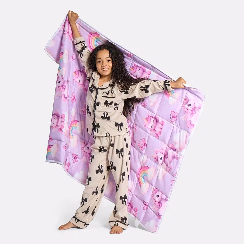 OHS Kids Unicorn 3kg Weighted Blanket Sensory Sleep Therapy Quilted Throw in Purple – 3