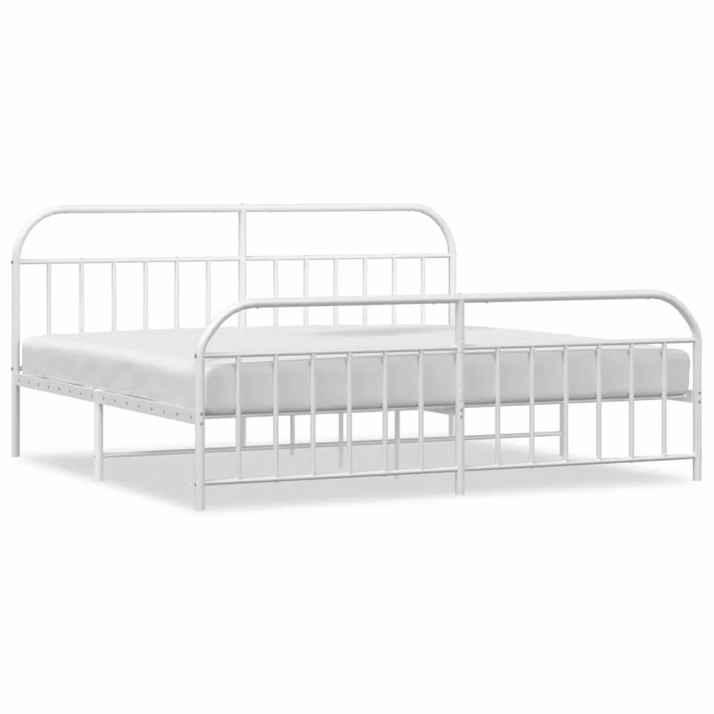 Berkfield Home Metal Bed Frame with Headboard and Footboard, White, 200 x 200 cm – 2