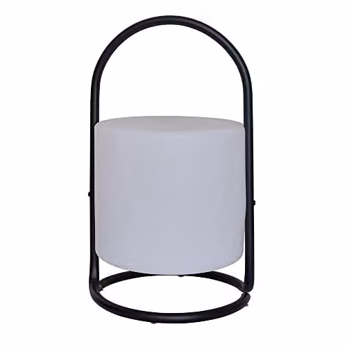 MiniSun Contemporary Black Metal Wire Lantern Table Lamp with Rechargeable RGB LED Cylinder Shade