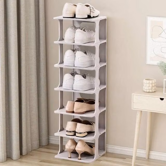 FORGEVIO 7 Tier Tall Freestanding Shoe Rack Storage Shelf Unit in Grey – 1