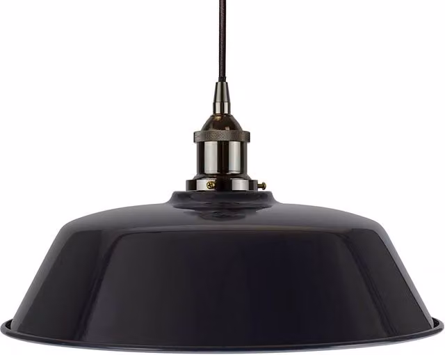 SE Home Chancery Round Suspended Pendant Light in Navy Blue and Black Nickel