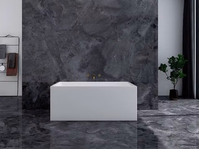 Vente-unique Freestanding Rectangular Acrylic Bathtub in White, W/D/H: 150 x 75 x 60 cm