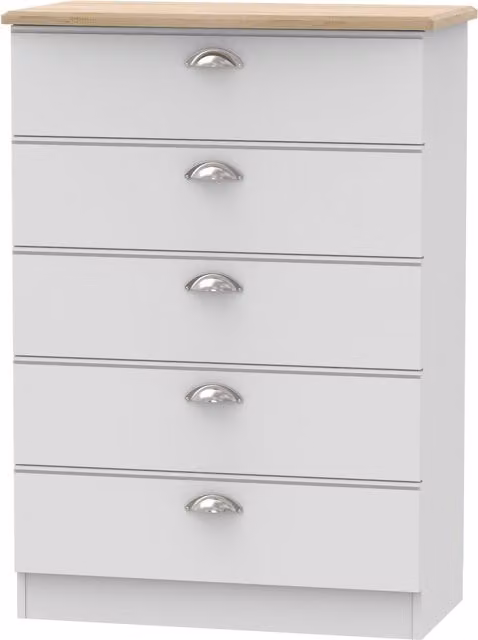 Albert 5 Drawer Chest in Grey, Ready Assembled