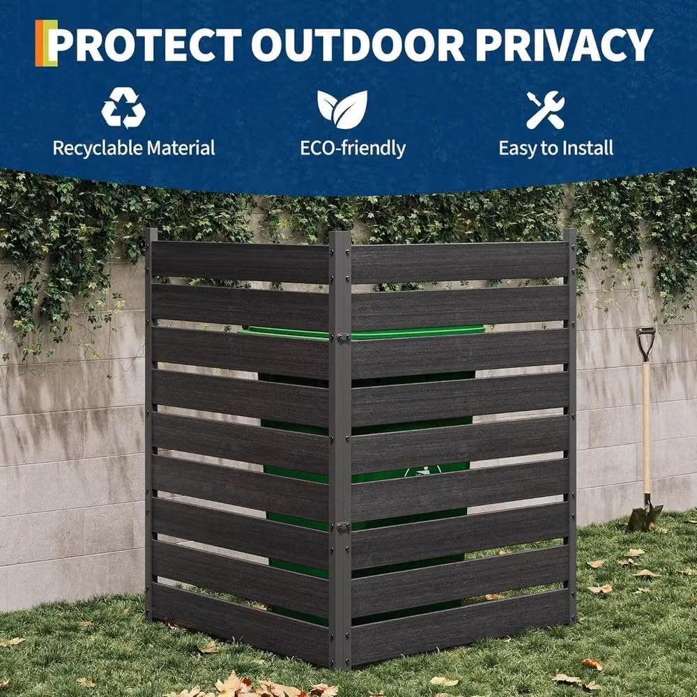 VOGREX 2 Panel Privacy Screen for Trash Cans and Air Conditioners in Charcoal Grey – 4