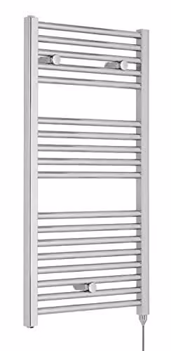 Nuie MTY151 Modern Bathroom 300 Watt Heated Electric Ladder Towel Rail, Silver, H 92 cm x W 48 cm