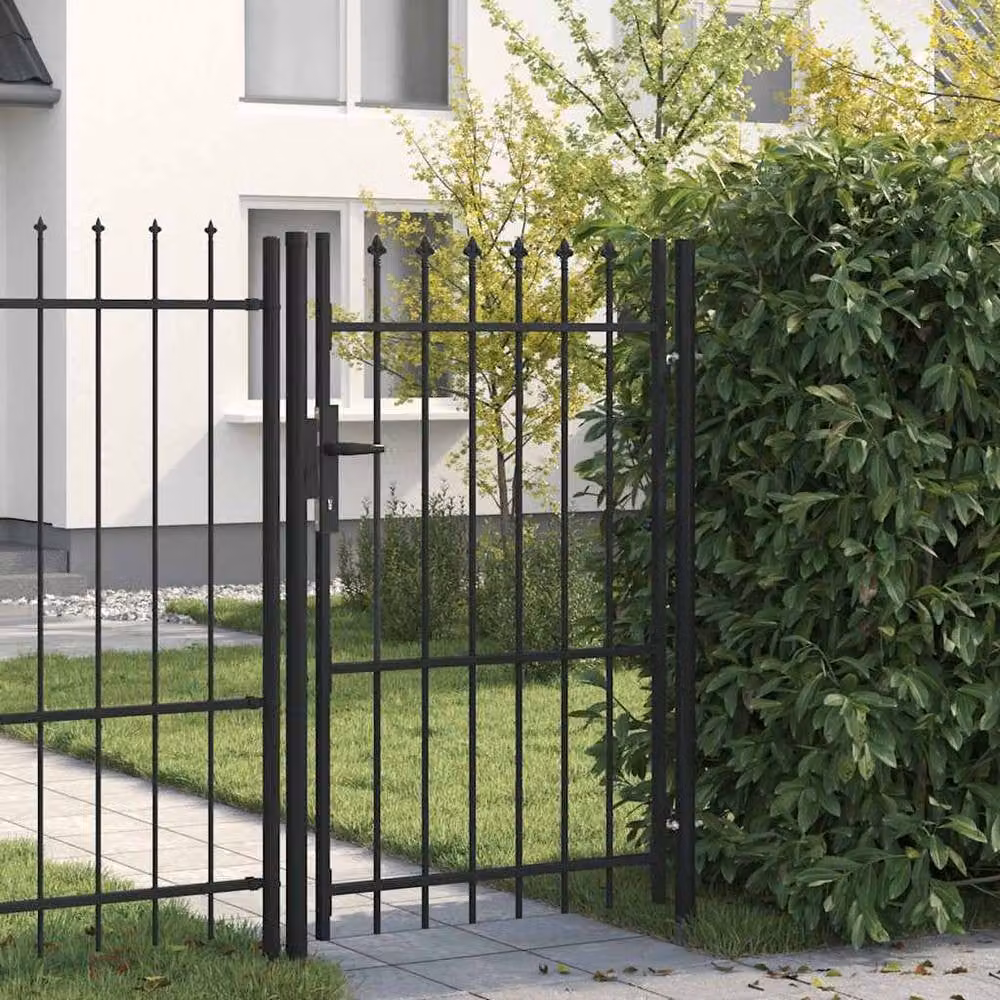 Berkfield Home Durable Steel Single Door Fence Gate with Spike Top, Black, W: 100 cm, H: 150 cm – 2