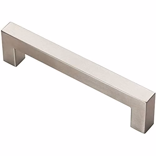 Loops Square Linear Block Pull Handle in Brushed Silver Stainless Steel, 142 x 14 mm with 128 mm Fixing Centres
