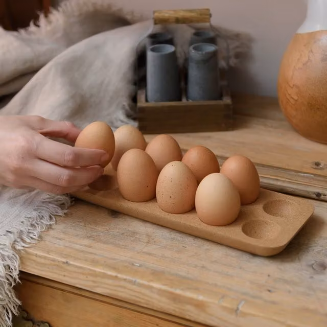 KitchenCraft Idilica Cork Egg Holder, Brown, W: 30 cm, D: 10 cm