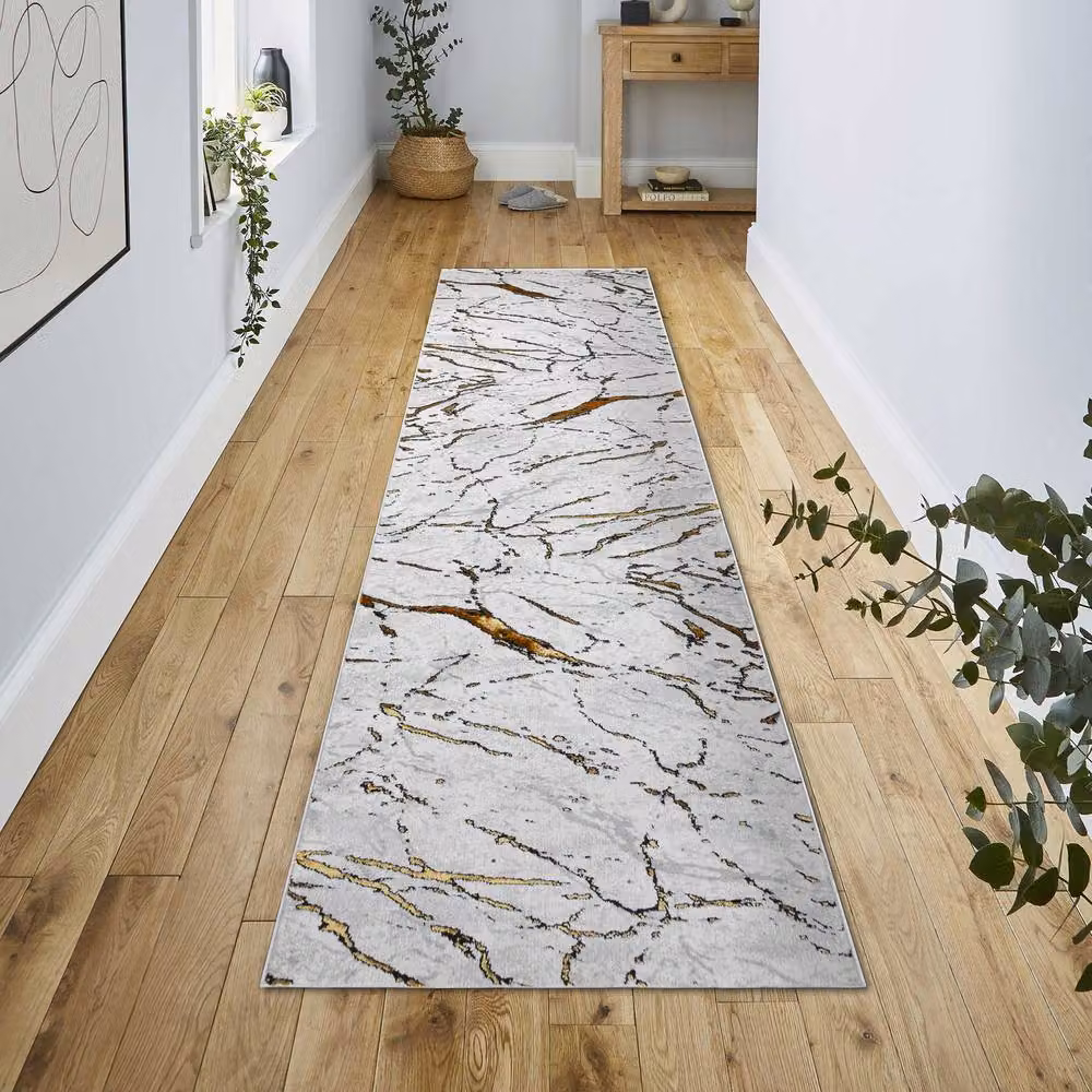 RugsX Allure Geometric Modern Runner in White, W/D/H: 80 x 250 cm – 2