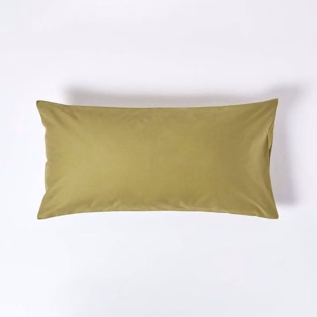 Homescapes 1000 Thread Count Egyptian Combed Cotton Percale Kingsize Housewife Pillowcase in Green