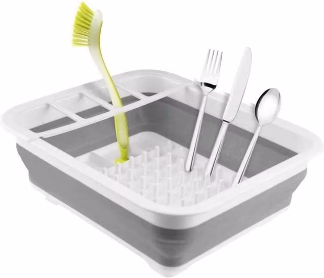 PAWNORA Large Collapsible Dish Drainer in Grey