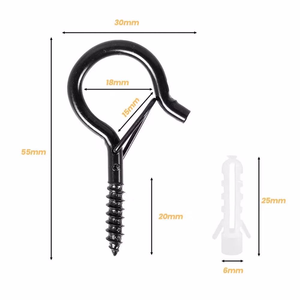 EONLION 100 Pack Black Stainless Steel Q-Hanger Screw in Hooks with Safety Buckle – 2