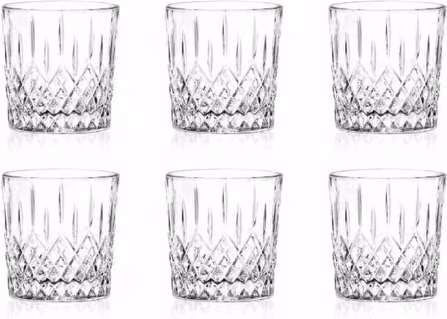 RCR Set of 6 Geometric Crystal Glass Tumblers, 320 ml, Transparent – 1