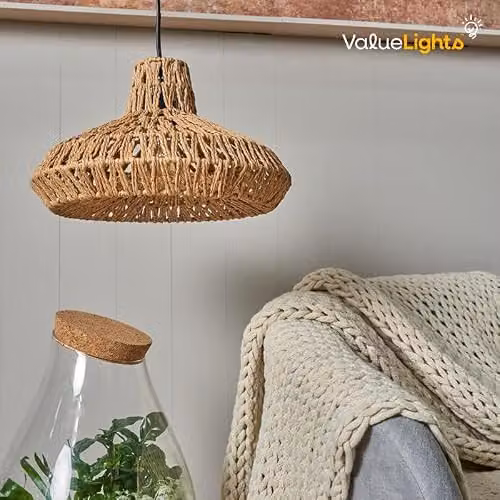 MiniSun Natural Woven Rattan Ceiling Light Shade in Brown, Width: 35 cm – 2