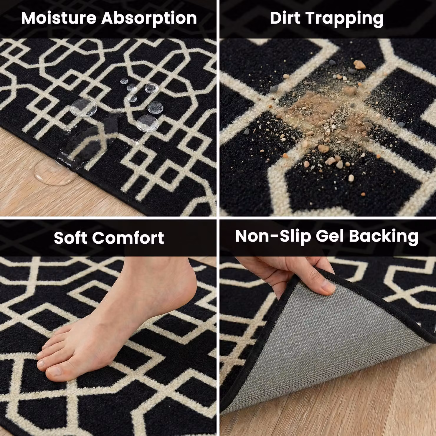 Smart Living Siam Heavy Duty Non Slip Machine Washable Hallway and Kitchen Door Mat, Cream, W: 80 cm, D: 150 cm – 3