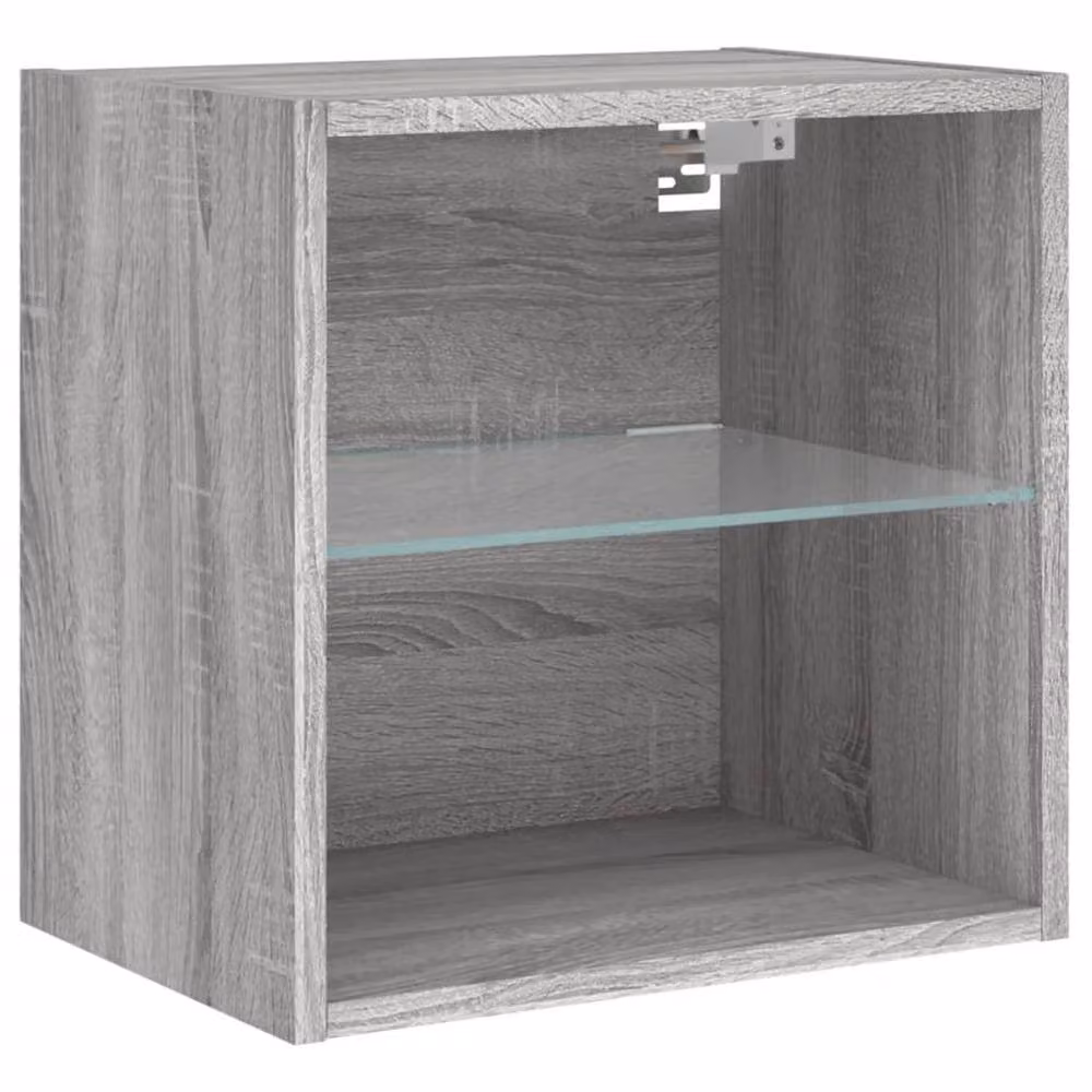 Berkfield Home Wall-mounted Bedside Cabinet with Integrated LED Lights in Grey Sonoma – 4