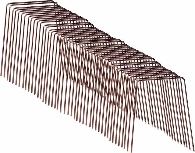Pegdev Copper-Coated Steel Groundcover Staples for Weed Membrane and Netting, Bronze, Pack of 50 – 1