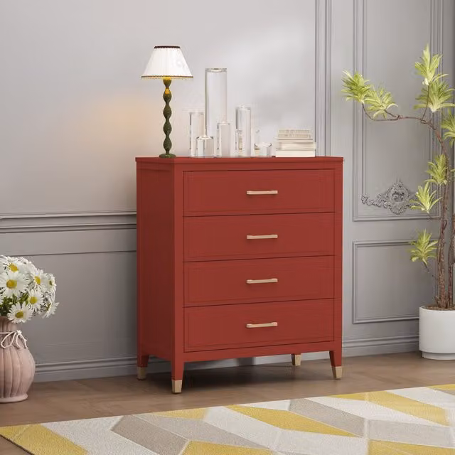 Cabinet Bits Palazzi 4 Drawer Chest in Red