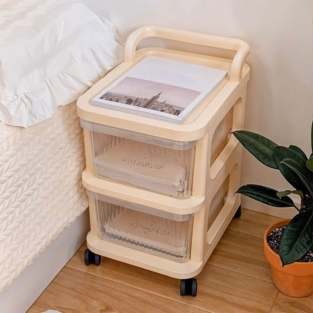 FORGEVIO 2-Tier Plastic Kitchen Storage Drawer Box in Beige – 2