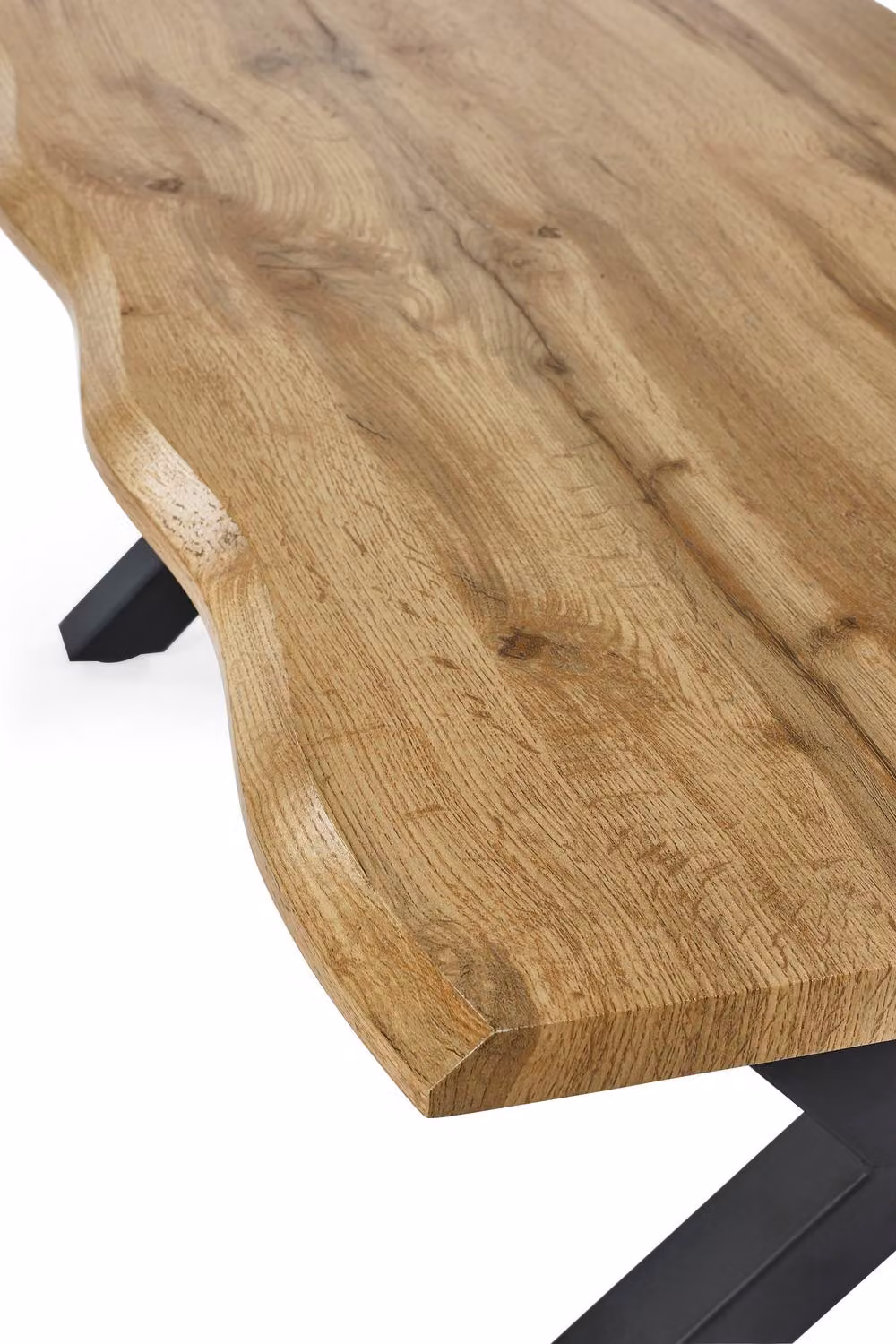 Julian Bowen Harvey Live Edge Rectangular Coffee Table with X-Frame Legs in Brown and Black – 5