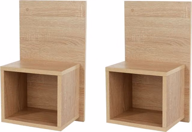 Pair of Kelly Grey Oak Effect Wall-Mounted Compact Bedside Tables