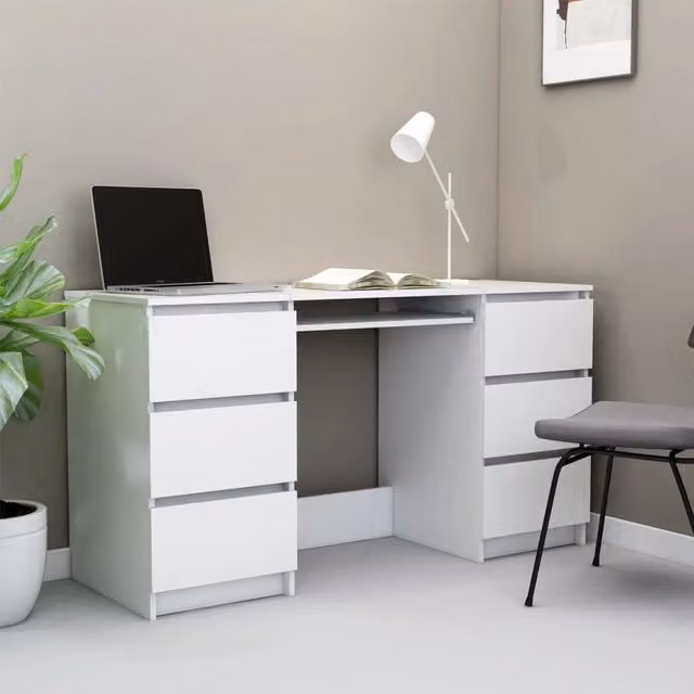 Berkfield Home Modern White Writing Desk W/D/H: 140 x 50 x 77 cm – 1