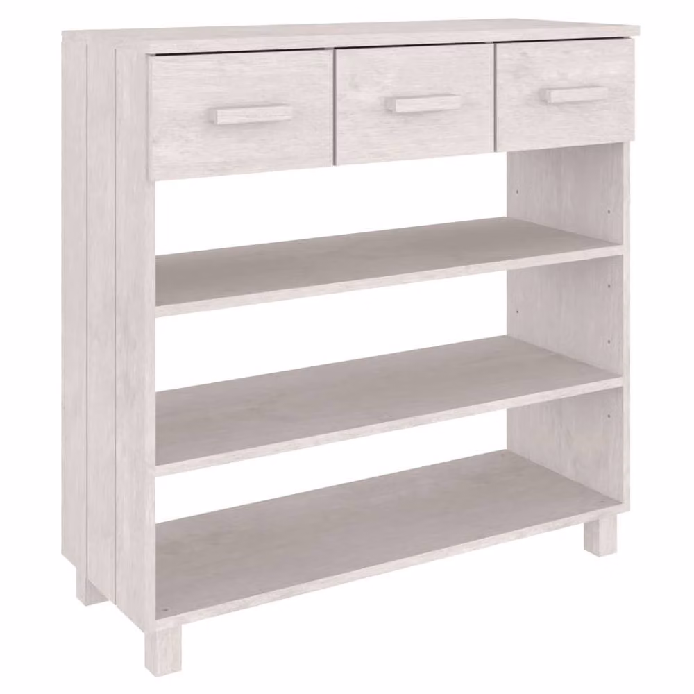 Berkfield Home HAMAR Decorative Console Table in White Solid Pine Wood, W/D/H: 90 x 35 x 90 cm – 2