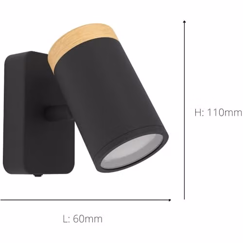 Loops Modern LED Ceiling Spotlight in Black and Brown, IP44 Rated, GU10, Height: 11 cm – 2